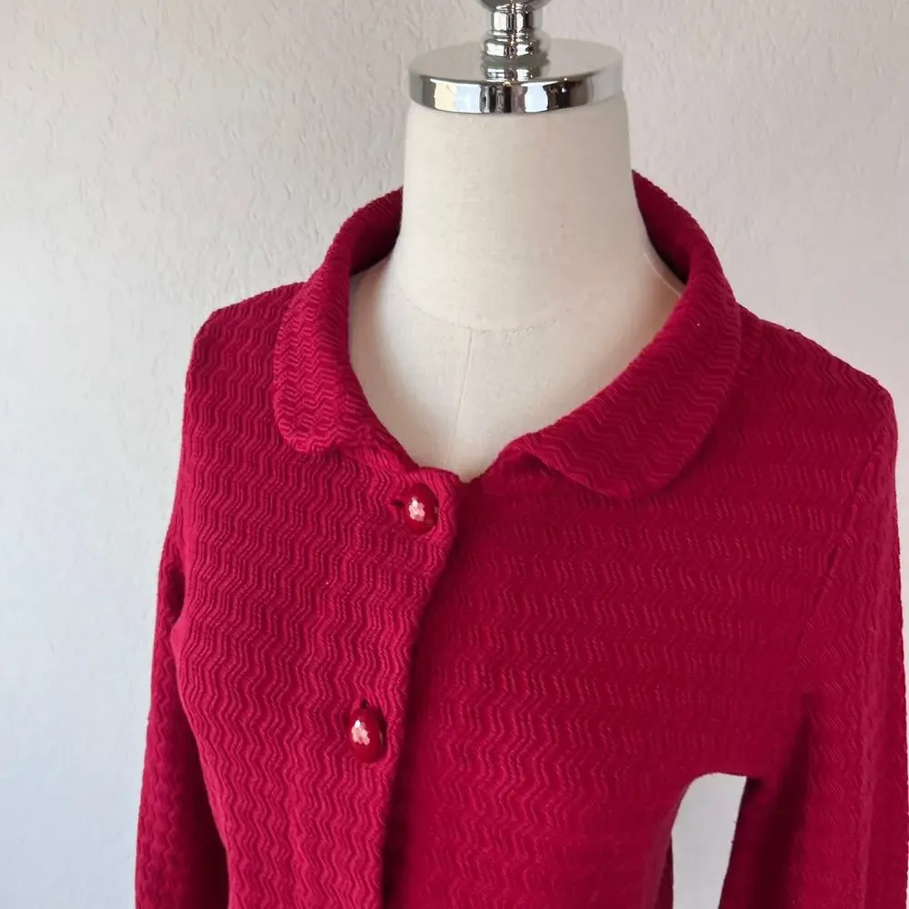 Vintage Y2K INC Silk Blend Button Up Jacket 3/4 Sleeve Collared sz Large Cottage - Picture 3 of 9